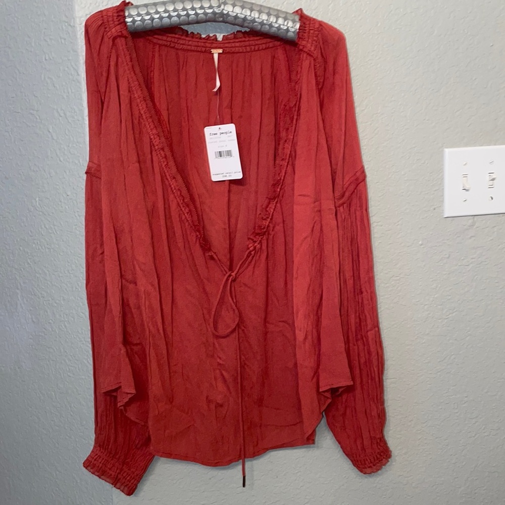 Free People Banda Blouse in coral